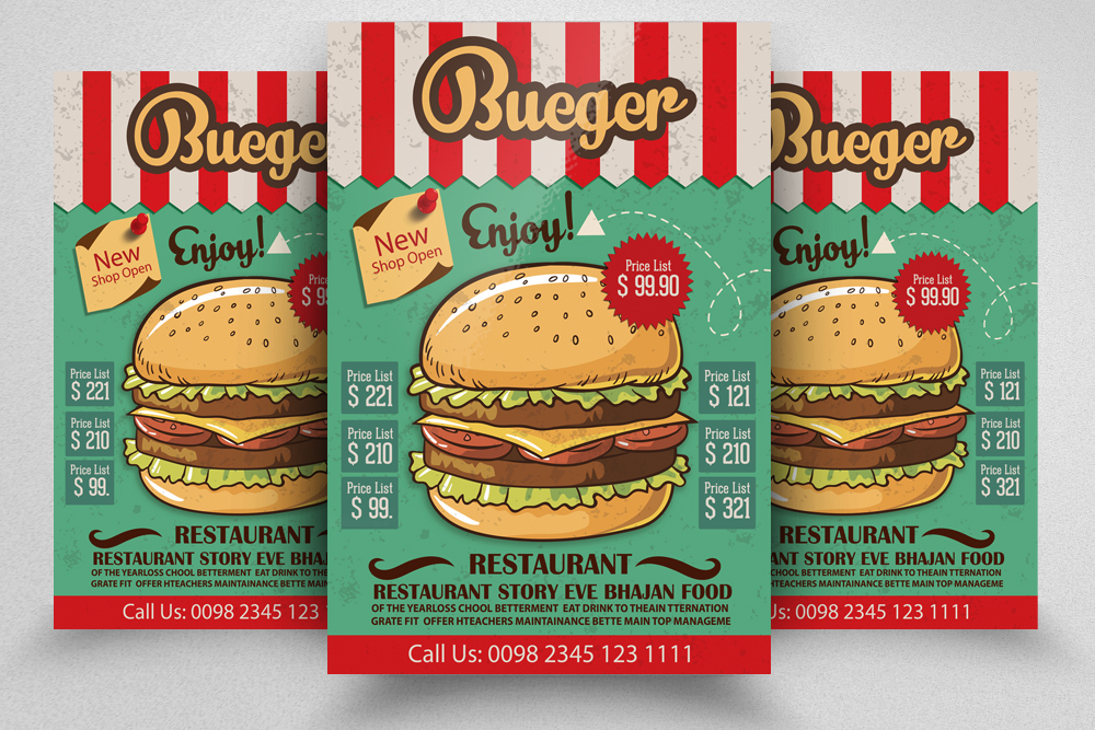 restaurant menu flyers