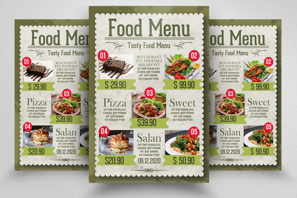 restaurant menu flyers